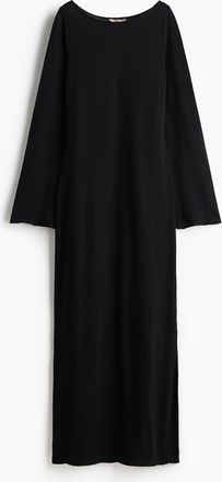 H&M Feinstrickkleid mit U-Boot-Ausschnitt - Schwarz