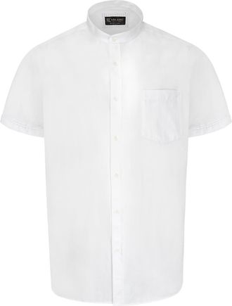 KAM Grandad Shirt Button Up Premium Short Sleeve Mens Plus Size 2XL-8XL P020B (UK, Alpha, XXL, Plus, Regular, White)