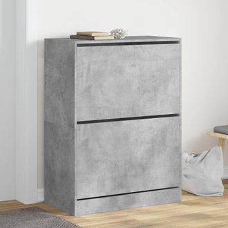 vidaXL Vidaxl - Mueble Zapatero 2 Cajones Abatibles Gris Hormig&oacute;n 80x42x108 Cm