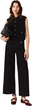 Maje Tweed top with removable collar in Black at Nordstrom, Size 38 Eu