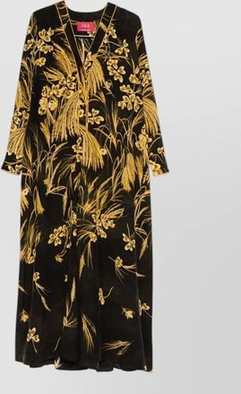 F.R.S. For Restless Sleepers silk blend floral print v-neck long-sleeve maxi dress
