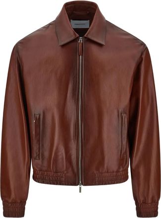 Ferragamo leather jacket - men - Lambskin/Rayon - 50 - Brown