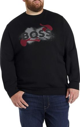 BOSS Big & Tall Crewneck Sweatshirt in Black at Nordstrom, Size 2X Big