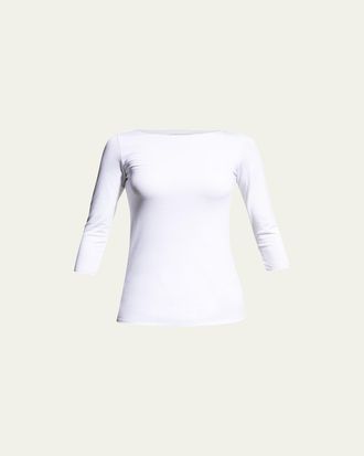 Majestic Filatures Soft-Touch Marrow-Edge Boat-Neck Top