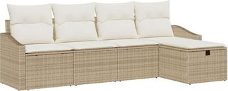 vidaXL Vidaxl - Conjunto De Sof&aacute; De Jard&iacute;n Con Coj&iacute;n 5 Pcs Beige Polirat&aacute;n