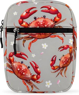 Generic Seafood Marine Crabs Cherry Flowers Crossbody Bag Adjustable Satchel Cute Shoulder Bag Lightweight Sling Bags