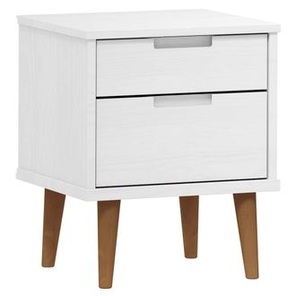 vidaXL Vidaxl - Mesita De Noche Molde Madera Maciza De Pino Blanca 40x35x48 Cm