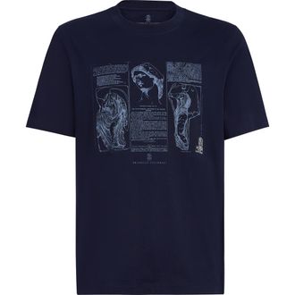 Brunello Cucinelli Jersey T-shirt in Cobalt at Nordstrom, Size Xxx-Large Eu