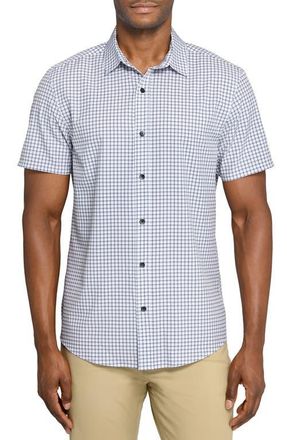 W.R.K Slim Fit Shaded Square Short Sleeve Performance Button-Up Shirt in White/Black at Nordstrom, Size Xx-Large