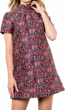 THML Clothing Textured Dress With Bow Tie Back In Black/ Pink