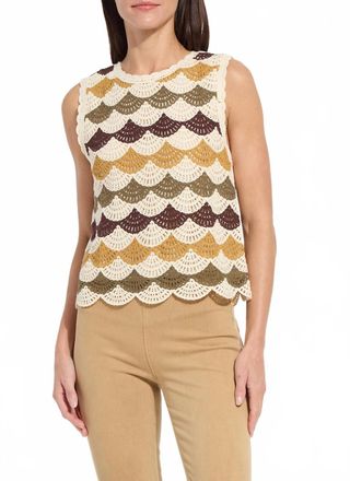 Lyss&eacute; Faye Crochet Knit Shell Top In Multi Earth Tones