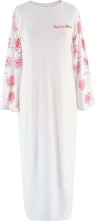 Rosie Assoulin White Floral Detail Long Sleeve T-Shirt Dress Size S