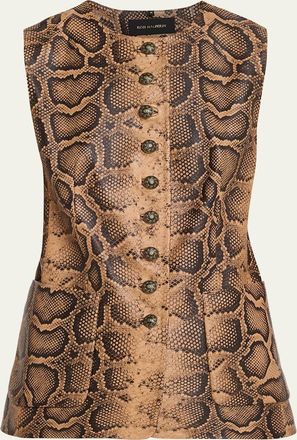 Kobi Halperin Abi Crewneck Python-Print Vest