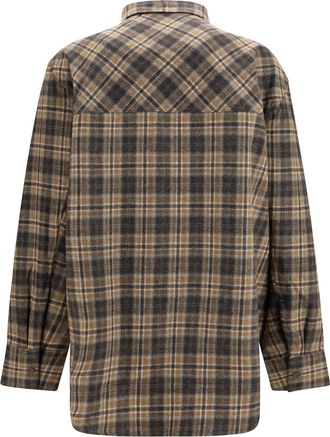 R&oacute;he Womens Shirt Check Western Olive Fleece Wool (ovis Aries)