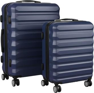 Relaxdays Relaxdays suitcase set, 2-piece, 2 sizes, 4 swivel wheels, hard shell, telescopic handle, combination lock, dark blue