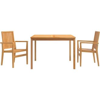 vidaXL 3 Piece Garden Dining Set Solid Wood Teak vidaXL
