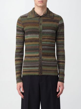 Dolce & Gabbana Cardigan slim fit in lana a coste con motivo a righe multicolor