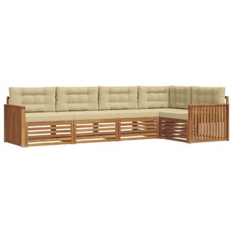 vidaXL Conjunto De Sof&aacute;s De Exterior Con Coj&iacute;n 5 Pcs Natural Y Beige Vidaxl