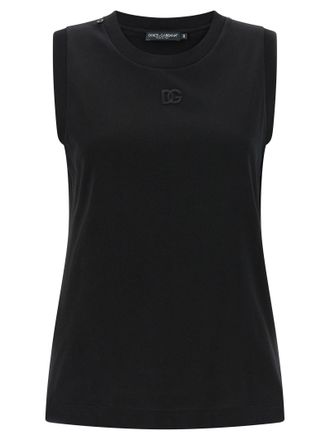 Dolce & Gabbana Womens Black Cotton Sleeveles T-Shirt