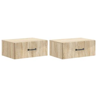vidaXL Mesita De Noche De Pared 2 Pcs Roble Sonoma 49 X 34,5 X 20 Cm Vidaxl