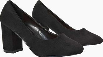 XY London Womens XY London Womens/Ladies Esme Round Toe Mid Block Heel Court Shoes - Black - Size: 3