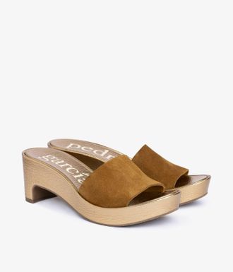 Pedro Garcia Brown metallic clog heel sandal | Diedra | Fall-winter 26 |