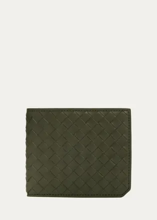 Bottega Veneta Mens Intrecciato Leather Bifold Wallet