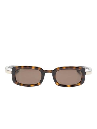 Gucci rectangle-frame sunglasses - unisex - Acetate - 47 - Brown