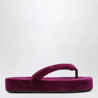 Balenciaga Jet Lag stretch velvet flip-flops in purple