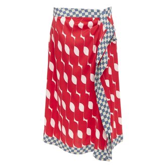 Dries Van Noten silk geometric print wrap skirt