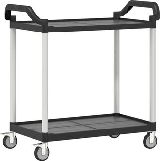 vidaXL Carrito de 2 niveles aluminio negro 99x50x97 cm vidaXL