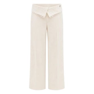 Souvenir Cropped Trousers, female, Beige, Size: M Linen and Viscose Trousers