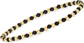 Canaria Canaria 3mm Onyx and 10kt Yellow Gold Bead Stretch Bracelet