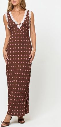 L*Space Eyes on You Lace Trim Open Back Maxi Cover-Up Dress in Alotta Polka Dot at Nordstrom, Size X-Small