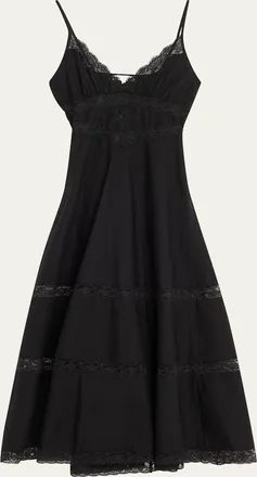 LoveShackFancy Catryn Lace-Trim Midi Dress