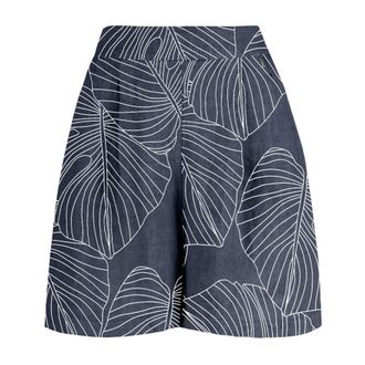 Bomboogie Bermudas de Lino Estampadas - Shorts - Mujer - Azul - L
