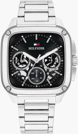 Tommy Hilfiger Mens 37MM Rectangle Skeleton Dial Sport Watch - Black