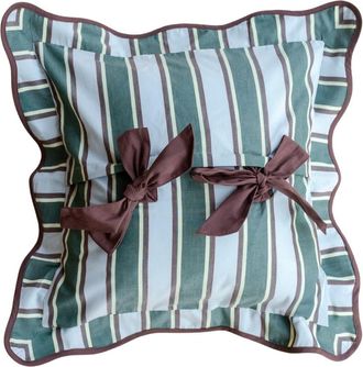 TBCo Cotton Stripe Bow Pillowcase in Blue Stripe at Nordstrom, Size 2Ft 0In X 2Ft 0In