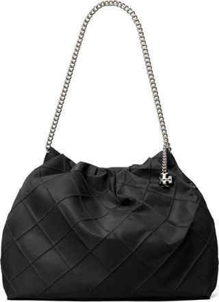 Tory Burch Fleming Nylon Hobo Tas - Dames - Schoudertassen - Zwart - ONE Size - Nylon - Tassen