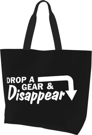 AOOEDM Drop A Gear And Disappear Ladies Canvas Tote Reusable Shopping Bag