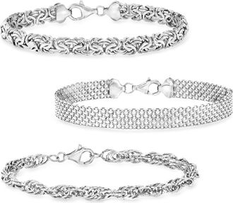 Ross-Simons Sterling Silver Jewelry Set: 3 Link Bracelets
