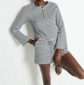 Nation Ltd Stacey Elastic Waist Short In Navy Stripe