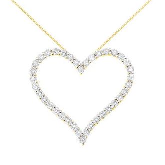 House of Brilliance 10k Yellow Gold Plated Silver 3.0 cttw Diamond Open Heart Pendant Necklace at Nordstrom