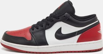 Air Jordan s Black/red Leather Jordan 1 Low Bred Toe Sneakers