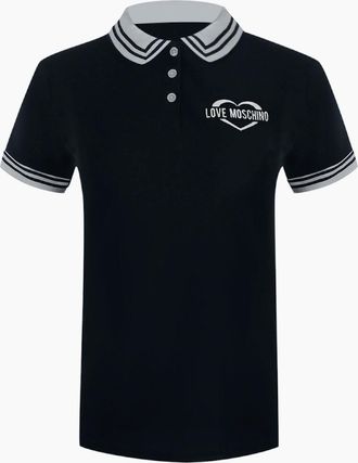 Love Moschino Mens Love Moschino Navy Blue Polo Shirt Small Heart Logo - Black - Size: 44
