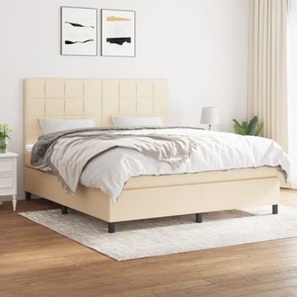 vidaXL Vidaxl - Cama Box Spring Con Colch&oacute;n Tela Color Crema 180x200 Cm