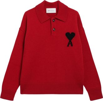 Ami Quota Polo Sweater - Dames - Polos - Rood - S - Tops