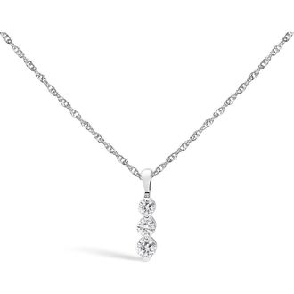 House of Brilliance Silver 1/7 Cttw Lab Grown Diamond Three Stone Diamond Pendant Necklace in White at Nordstrom