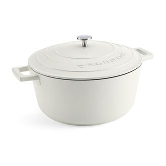 MasterClass Masterclass Cazuela Con Tapa, Grande 5 L/28 Cm, Aluminio Fundido Ligero, Apta Para Placas De Inducci&oacute;n Y Hornos, Color Crema