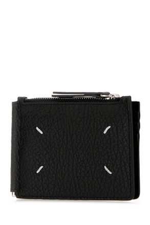 Maison Margiela Womens Black Leather Wallet Portafogli